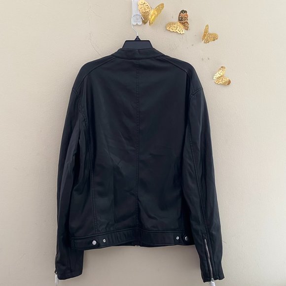 ZARA | Black Vegan Leather Bomber Jacket Size US XL Men - Picture 4 of 7